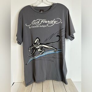 Men’s Ed Hardy T-shirt short sleeves XXL fits like L Jaguar surfer surf graphic